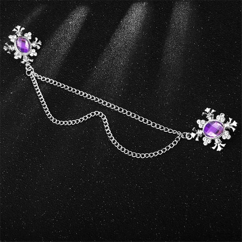 WCRAZYE 2PCS Long Chain Brooch Crystal Tassel Brooch Pin Gem Brooch Fashion Scarf Tie Pins for Women Men Wedding - Image 4